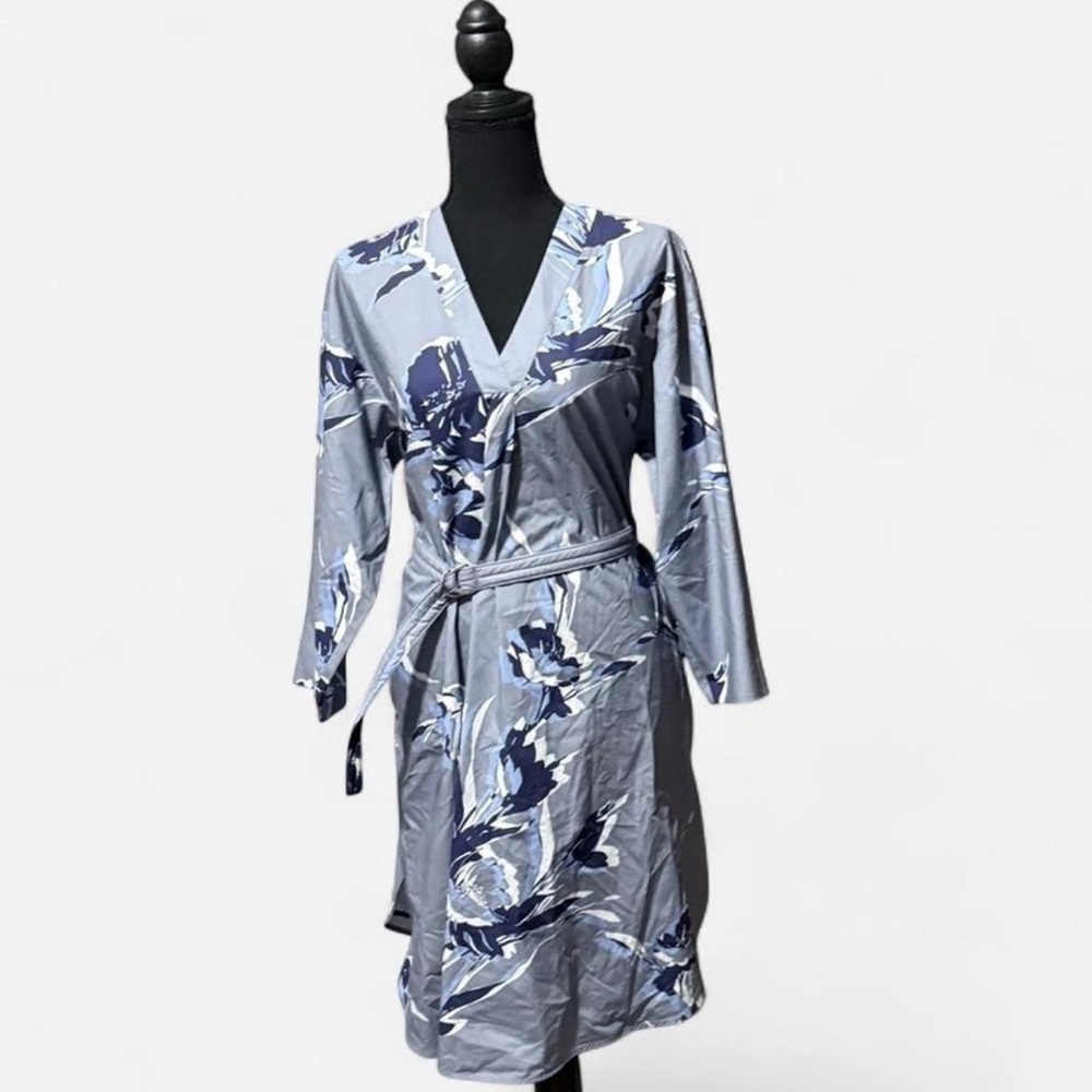 Piazza Sempione Elegant Floral Women's Dress - Blue and Gray